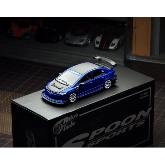 Mycrazybuy MT 1:64 Blue Carbon Civic Type R FD2 Sports Model Diecast Metal Car