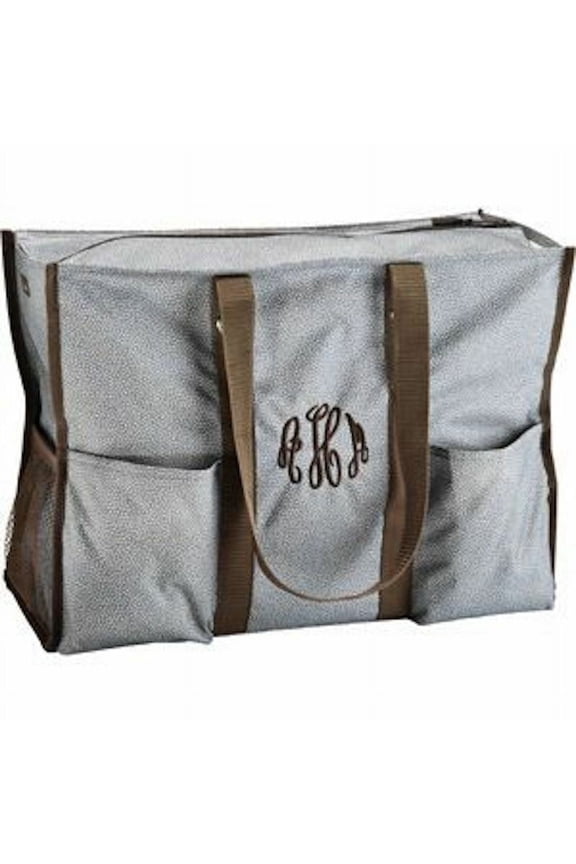 New Super Organizing Zip Top Utility Tote Storage Organizer Beach Laundry Picnic Party Bag 31 Gift In Grey Pin Dots NO EMBROIDERY