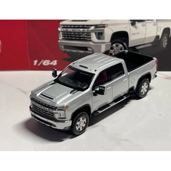Mycrazybuy SC 1:64 Silver Silverado Pickup Truck Sports Model Diecast Collect Car