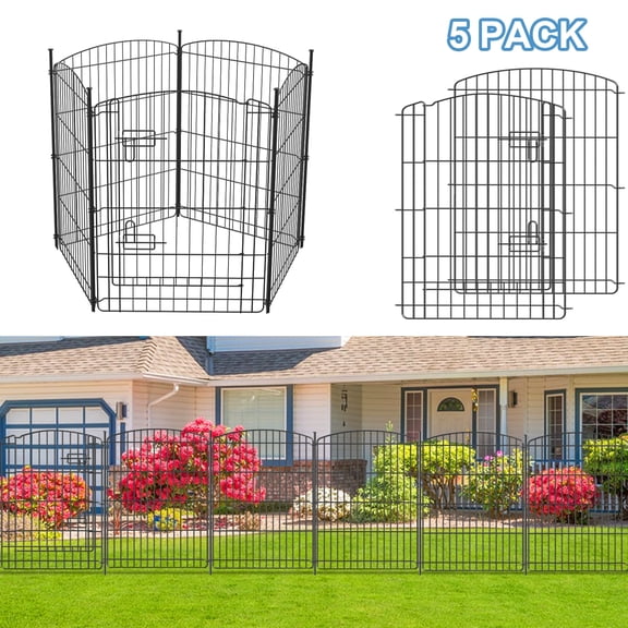 Mydeargo 5 Panels Heavy Duty Decorative Metal Garden Fence Border for Yard Patio & Flower Beds, 30"(H) X 24"(L)