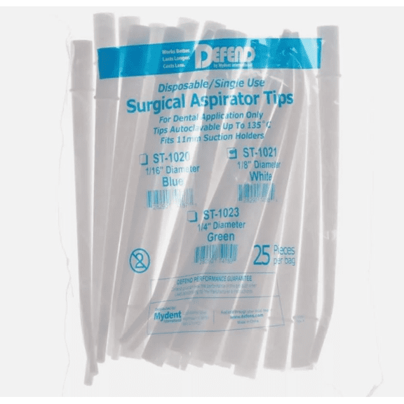 Mydent ST1021 Defend Surgical Dental Aspirator Tips Molded White 1/8"