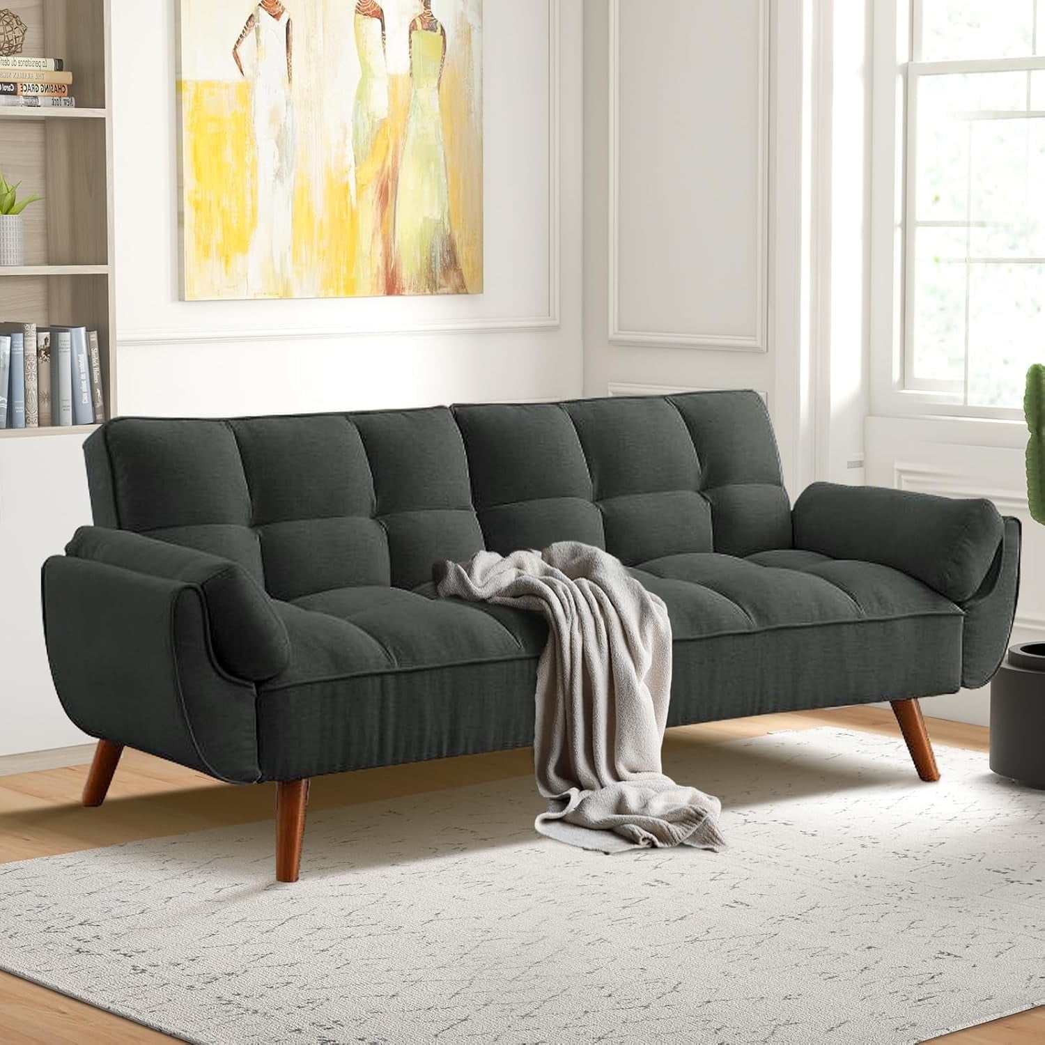 Mydepot Convertible Futon Sofa Bed, Adjustable Couch Sleeper Modern ...