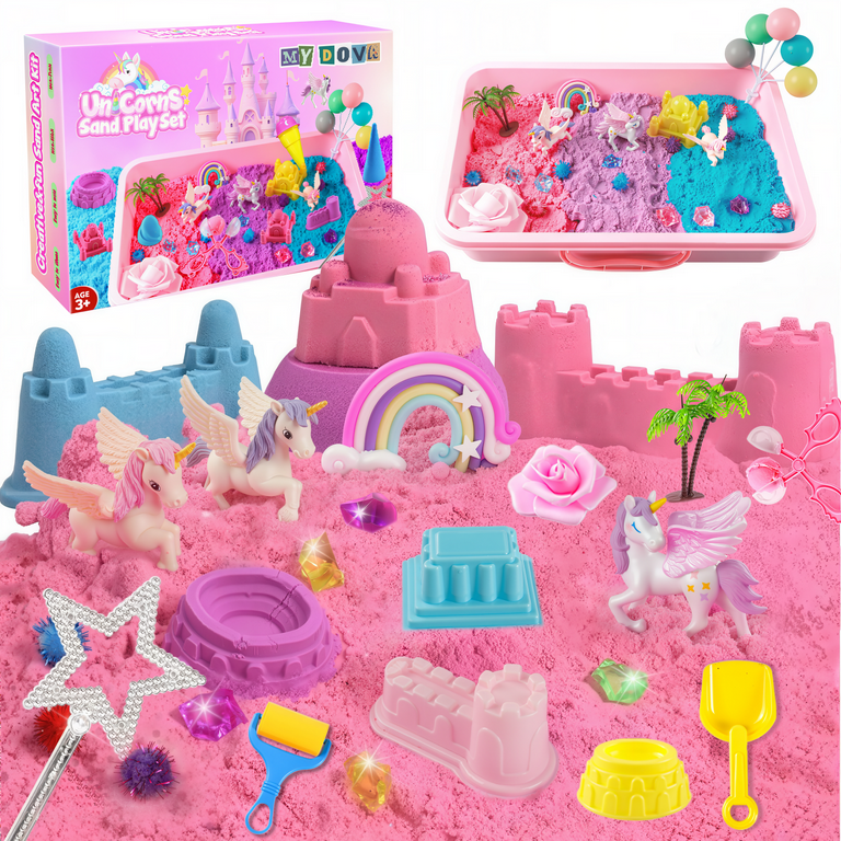 Mydova Unicorn Sensory Sand Kit for Girls Ages 3-8 –