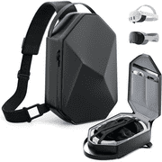 Myecovie VR Carrying Case for Meta Quest 3/Quest 2/Vision Pro/Pico 4, Hard Travel Case Compatible with Most Battery Strap and Controllers Accessories, Crossbody Shoulder Backpack