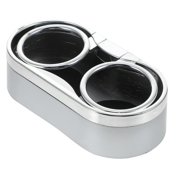 Multi-Function Double Cup Holder for Car Silver Plastic Large Base Perfect for Drink Bottles and