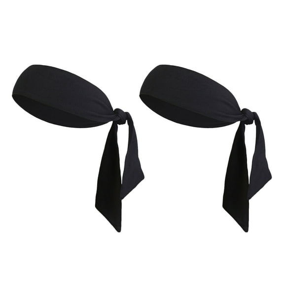 Myenne 2pcs Headband Stretch Head Tie Sports Sweatband Sweat Hairband Headband Tied for Outdoor Runing Tennis Basketball Yoga(Black