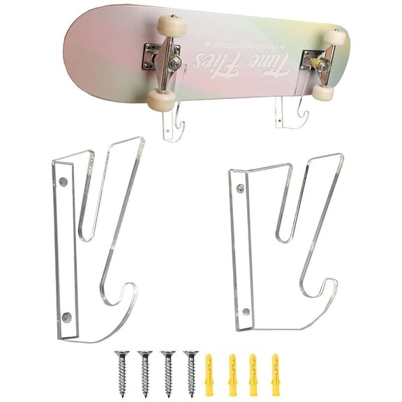 Myenne 2pcs Skateboard Wall Hangers Skateboard Deck Storage Hook Wall Organizer Snowboard Storage Mount For Garage Wall Mounted Skateboard Rack