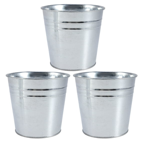 Myenne 3PCS Flower Pot Vintage Garden Zinc Plated Iron Bucket Planter Pots Retro Home Decoration Wedding Window (Silver)