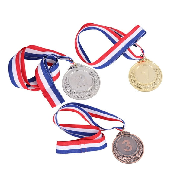 Myenne 3pcs Metal Awards Medal Medal V Neck Ribbon Golden for Sports Games Competition ( Golden, Silver, )