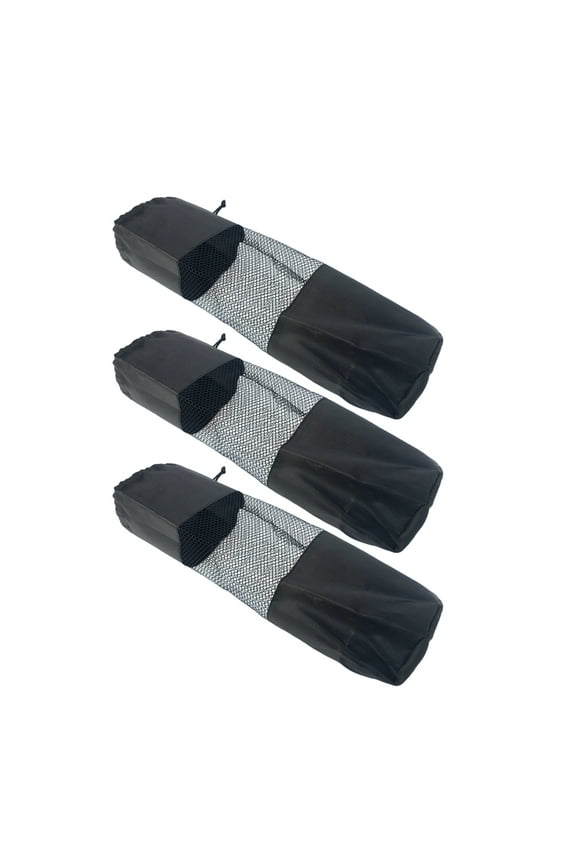 3pcs Multifunctional Storage Bags Roller Mesh Duffel Drawstring Sports Bag (Black)