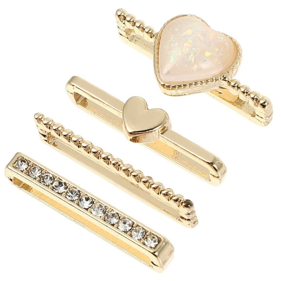 Myenne 4Pcs Silicone Band Decorative Rings Loops Fastener Rings Rhinestone Charms Heart Shaped Metal Decorative Rings Loops for Band Accessories Charms