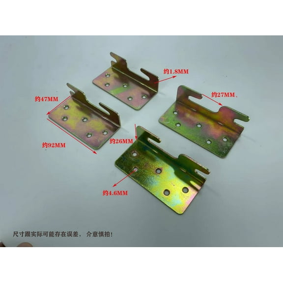 Myenne 4pcs Bed Frame Mounting Hardware Bed Frame Hook Plates Universal Bed Rail Connectors Heavy Duty Bed Frame Hardware for Wooden Bed Frames