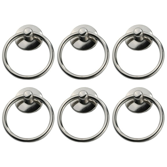 Myenne 6Pcs Single Hole Door Handle Jewelry Box Knob Circular Pull Ring for Cabinet Drawer Dresser Cupboard Wardrobe Furniture (Silver)