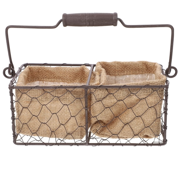 Masteelf Double Basket Storage for Home Use with Iron and Cloth Material Multi Color 12.5 Inches