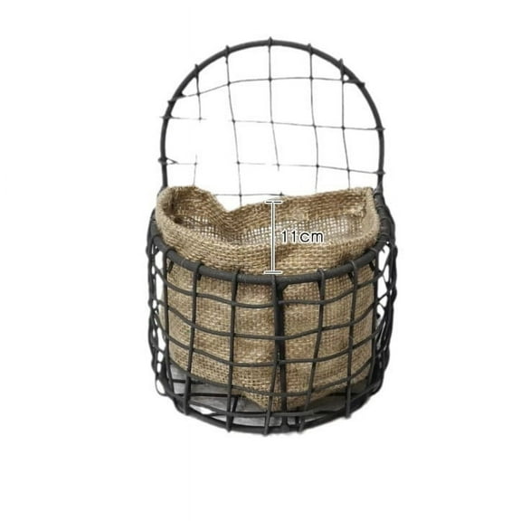 Myenne Decorative Iron Wire Wall Hanging Basket Half Round Planter Basket Wall Mounted Planter Basket with Linen Liner for Indoor and Outdoor Use
