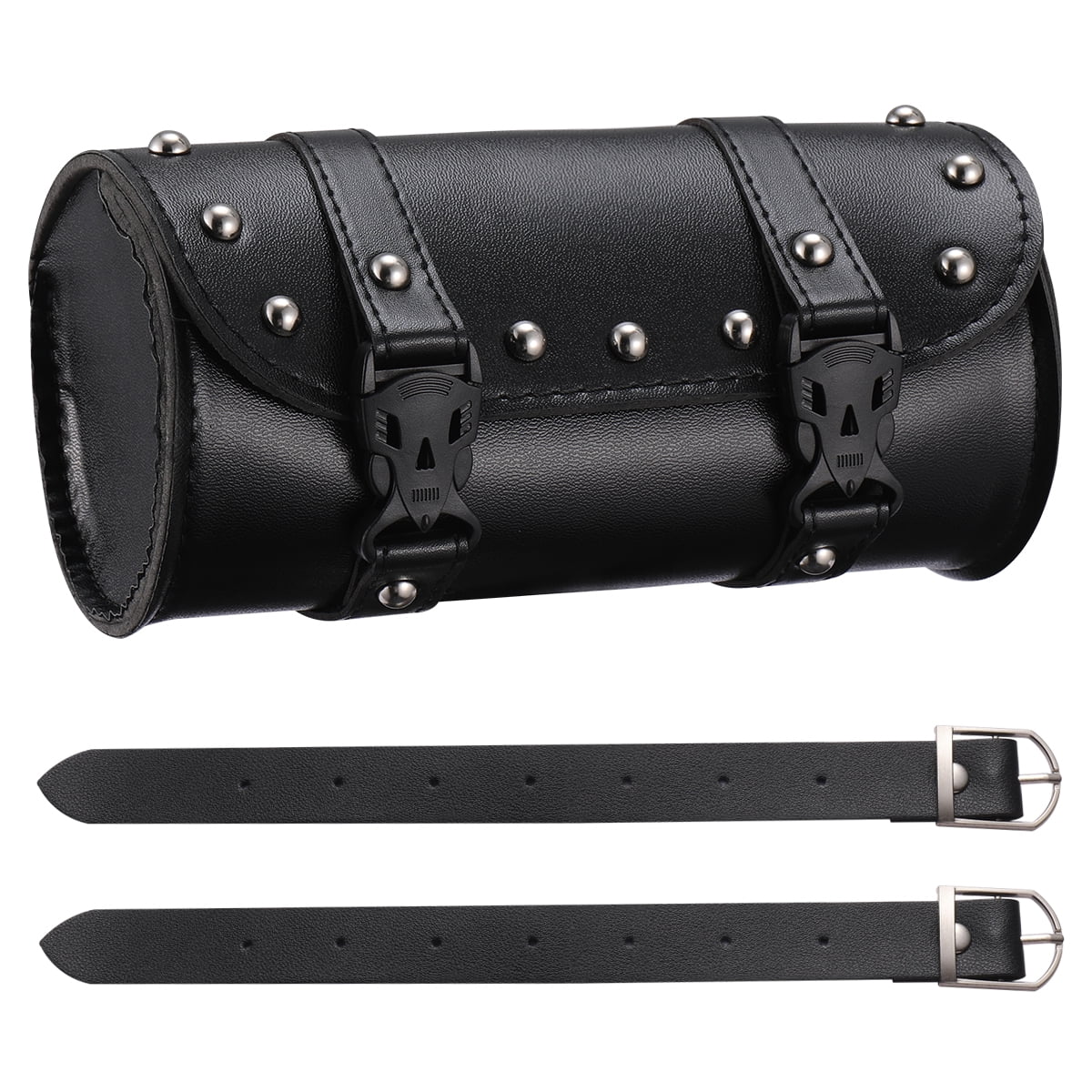 Myenne Universal Motorcycle Saddlebag Waterproof Tool Bag Mounting Strap Round Storage Bag (Black)