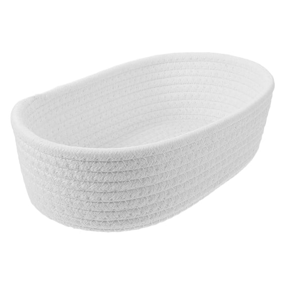 Masteelf White Cotton Rope Woven Basket for Home Use Multipurpose Storage with Unique Boat Shape 7.9"x4.3" "