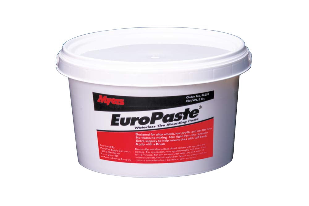 Myers EuroPaste Waterless Wax Type Tire Lubricant for Easier Mounting of Car, Truck, Bus, and OTR Tires, and Aid in Bead Seating, Low Profile Bucket for Wide Lube Bucket Holders, (8 lbs)
