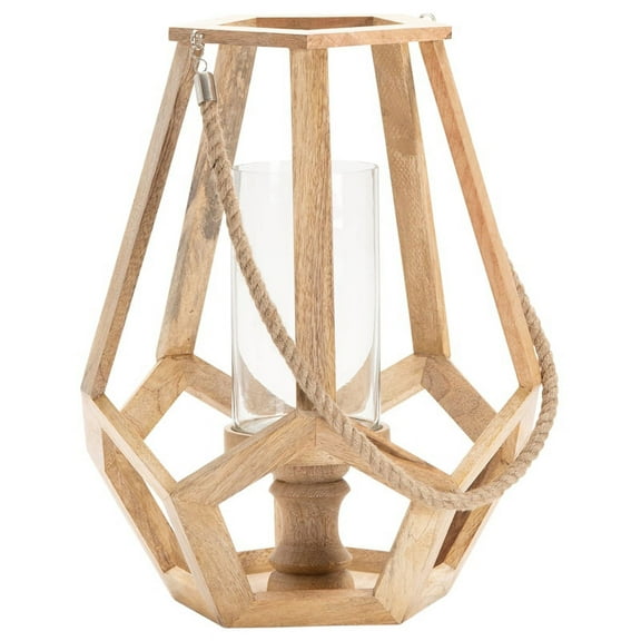 Myers Medium Candle Holder With Hemp Handle I Tan glass