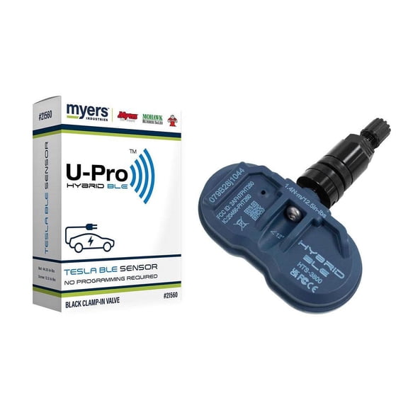Myers U-Pro Hybrid BLE Tesla TPMS Sensor with Black Clamp in Valve