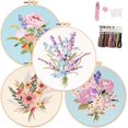 thumbnail image 1 of Myfelicity Embroidery Kit, 4 Flower Pattern Embroidery Set with 4 Patterns and 2 Hoops, Adult and Beginner Needlepoint Kit with Embroidery Floss, Needles, Cotton Fabric and Instructions…, 1 of 4