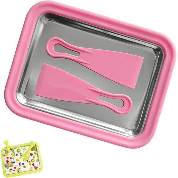 Myfroroll Ice Cream, Froroll Ice Cream, Rolled Ices Creams Maker Tray with 2 Spatulas, Instant Ices Creams Roller Maker, Easy Clean-Up, Homemade DIY for Gelato