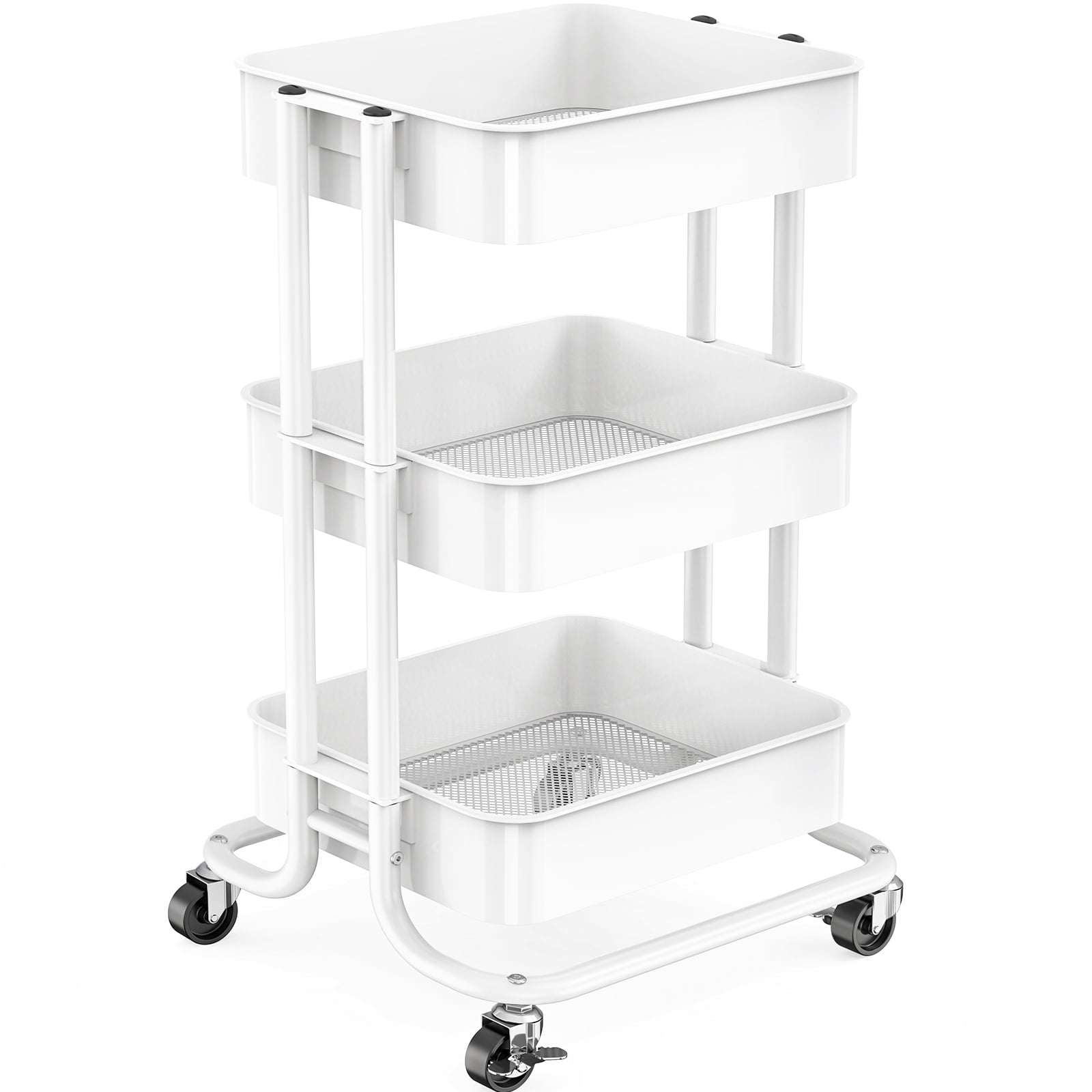 Myfurnideal 3Tier Rolling Utility Cart Metal Storage Cart for Kitchen