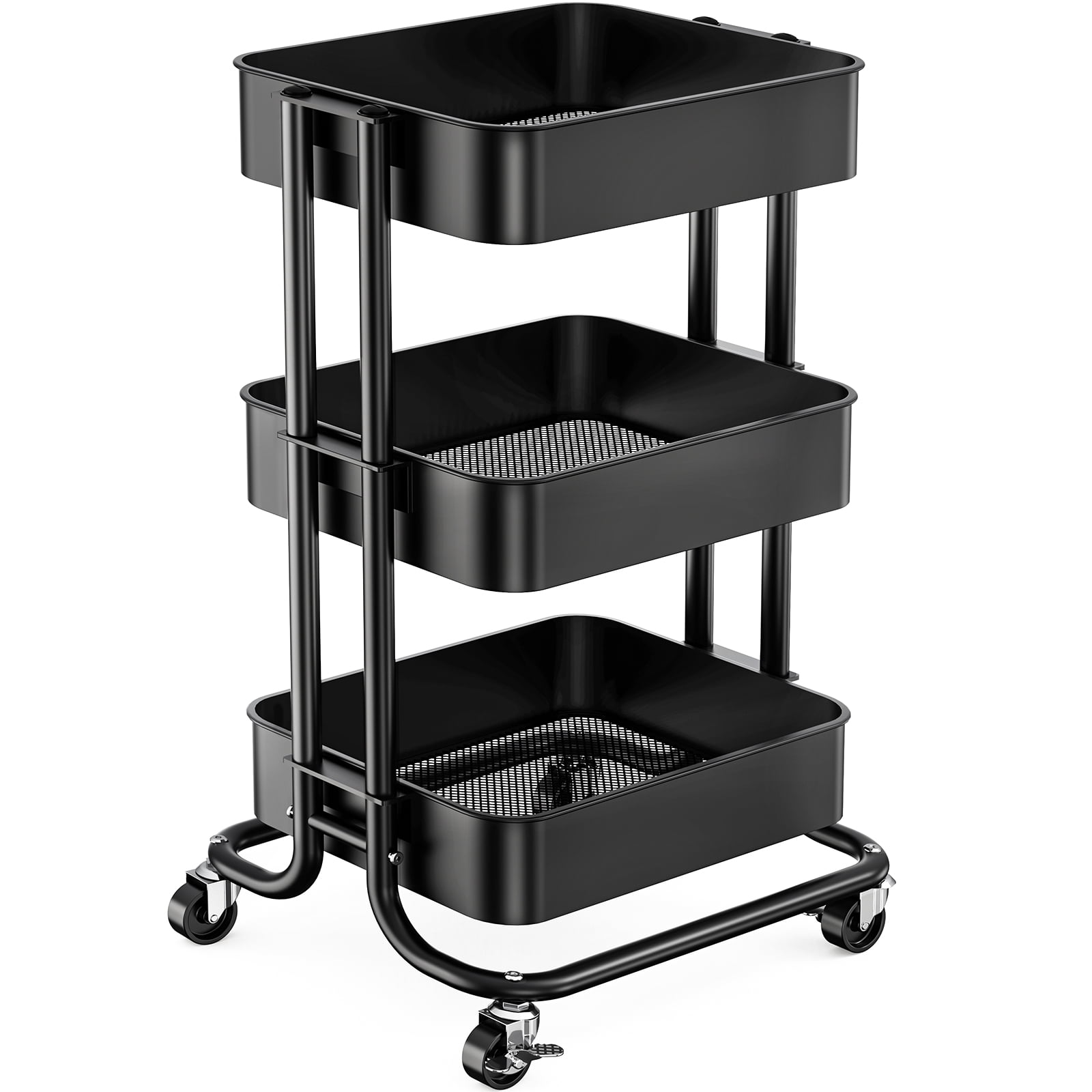 Myfurnideal 3Tier Rolling Utility Cart Metal Storage Cart for Kitchen
