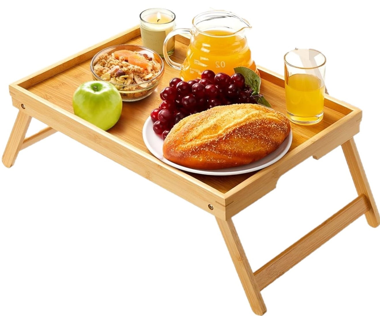 Myfurnideal Portable Bamboo Bed Tray Table with Folding Legs for Laptop