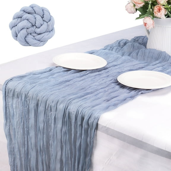 Mygeromon Cheesecloth Table Runner Blue 13ft x 35in 1 Pcs ﻿ ﻿