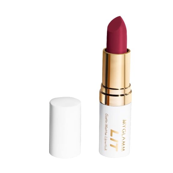 Myglamm Lit Satin Matte Lipstick-Lust Stories (Pink)-4.5 Gm | 3D Satin Matte Finish | Long Lasting Lipstick | Cruelty-Free Lipstick