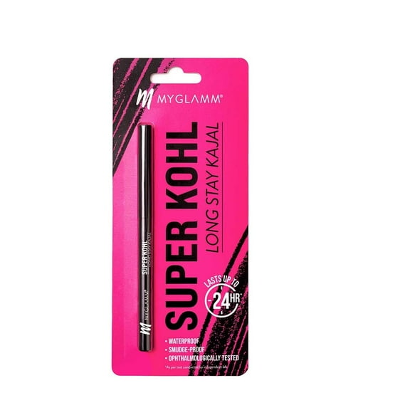 Myglamm Super Kohl Long Stay Kajal Matte Finish - 0.3G | Black Eye Kajal Pencil | Long Lasting, Waterproof, Smudge Proof