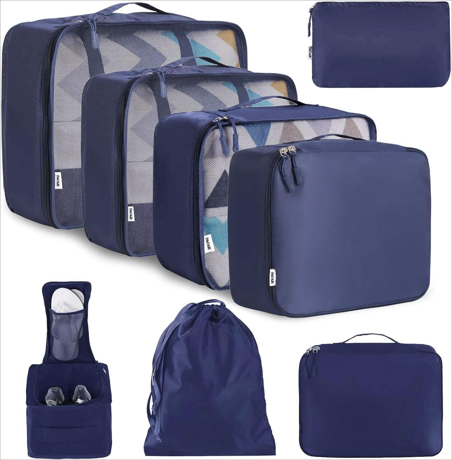 Mygreen 8 Set Packing Cubes Luggage Packing Organizers for Travel Accessories-Cream