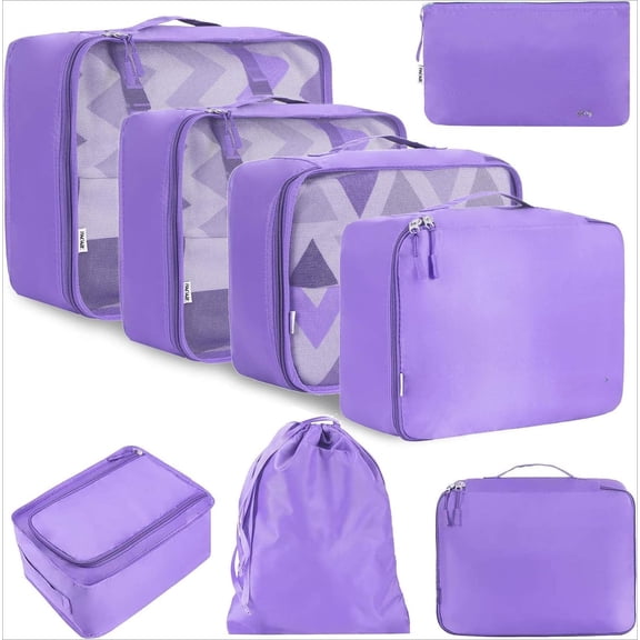 Mygreen 8 Set Packing Cubes Luggage Packing Organizers for Travel Accessories-Cream