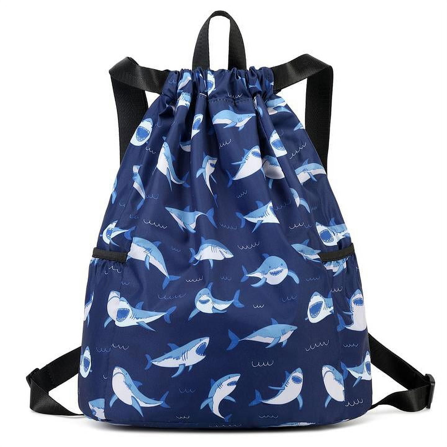 Mygreen Kids Shark Print Drawstring Backpack, Lightweight, Waterproof ...