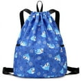 thumbnail image 1 of Mygreen Cute Shark Drawstring Backpack Waterproof Lightweight String Bag For Outdoor Yoga Gym Swimming Travel Light Blue, 1 of 8