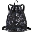 thumbnail image 1 of Mygreen Drawstring Backpack Gym Backpack Sports Bag for Swim Women Men Workout Bag Draw String Back Sack for Soccer Beach Gear Letters Football Black, 1 of 8