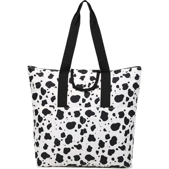 Mygreen Foldable Work Tote Bags For Women Large Tote Travel Bag, Nurse Bag, Teacher Bag, Mom Bag Cow Tattoos-Large