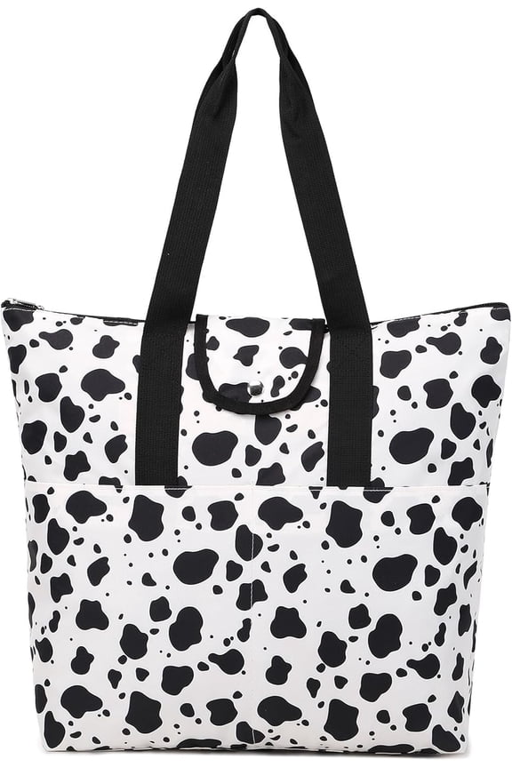 Foldable Work Tote Bags For Women Large Tote Travel Bag, Nurse Bag, Teacher Bag, Mom Bag Cow Tattoos-Large