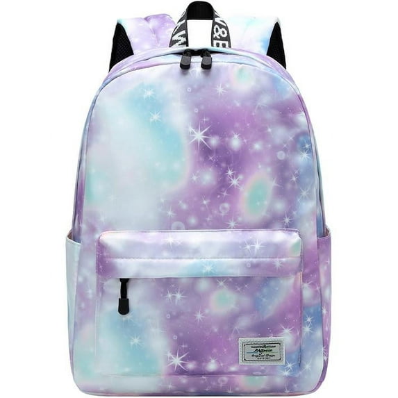 Mygreen Galaxy Backpack for Girls, Boys, Kids, Teens, 14 inch Durable Book Bags for Elementary, Middle, Junior High School Students, A Gift That Gives Back Green Purple