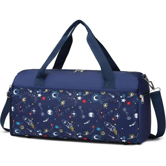 Mygreen Gym Duffle Bag for womens, Gymnastics Sports Bag for womens Women Large Overnight Weekender Carry On Travel Bag with Shoe Bag and Wet Pocket Tie Dye Pink Space Rocket-Large