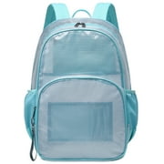 Mygreen Heavy Duty Clear Bookbag Durable Plastic Transparent Clear Backpack for School Work Boy Men (Sky Blue, Large)