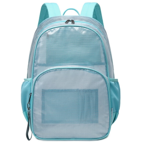Mygreen Heavy Duty Clear Bookbag Durable Plastic Transparent Clear Backpack for School Work Boy Men (Sky Blue, Large)