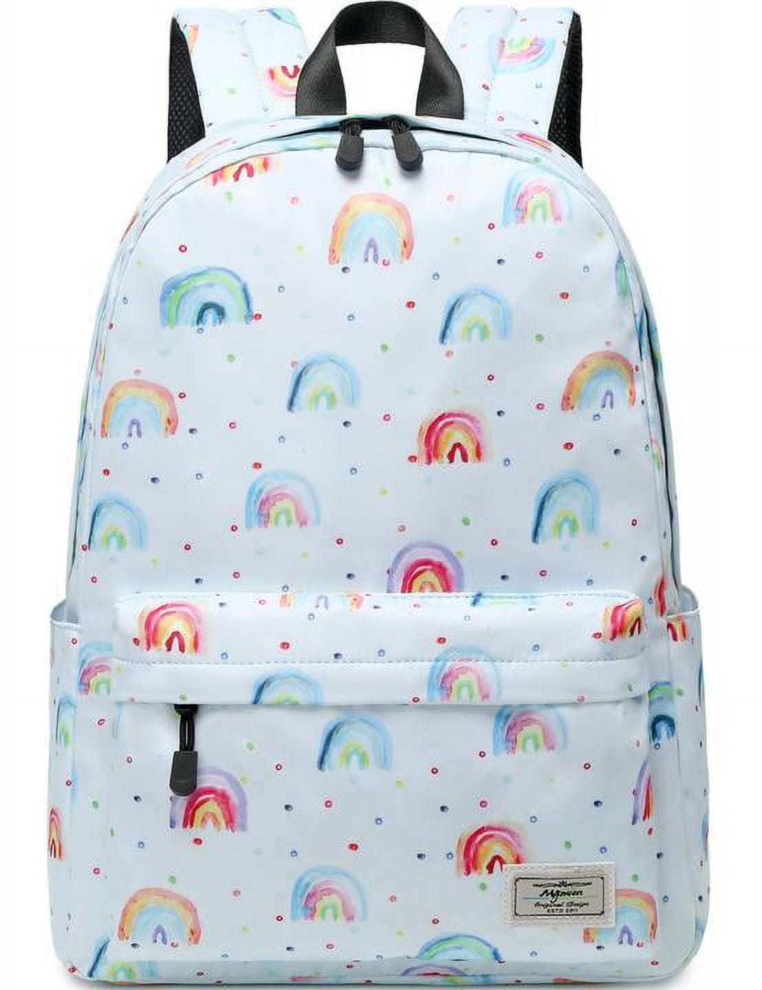 Mygreen Kids' 16" Backpack with Laptop Sleeve for Elementary School, Rainbow Green