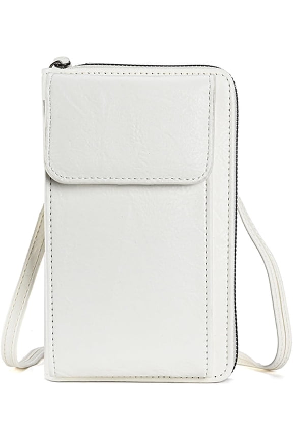 Small Leather Crossbody Bag Cell Phone Purse Women Mini Shoulder Wallet with Credit Card Slots White