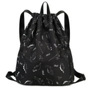 MYGREEN White Dinosaurs Pattern Drawstring Bags Backpack Bag Black Classic Sport Gym Sack Drawstring Bag String Bag Yoga Bag for Men Women Boys Girls