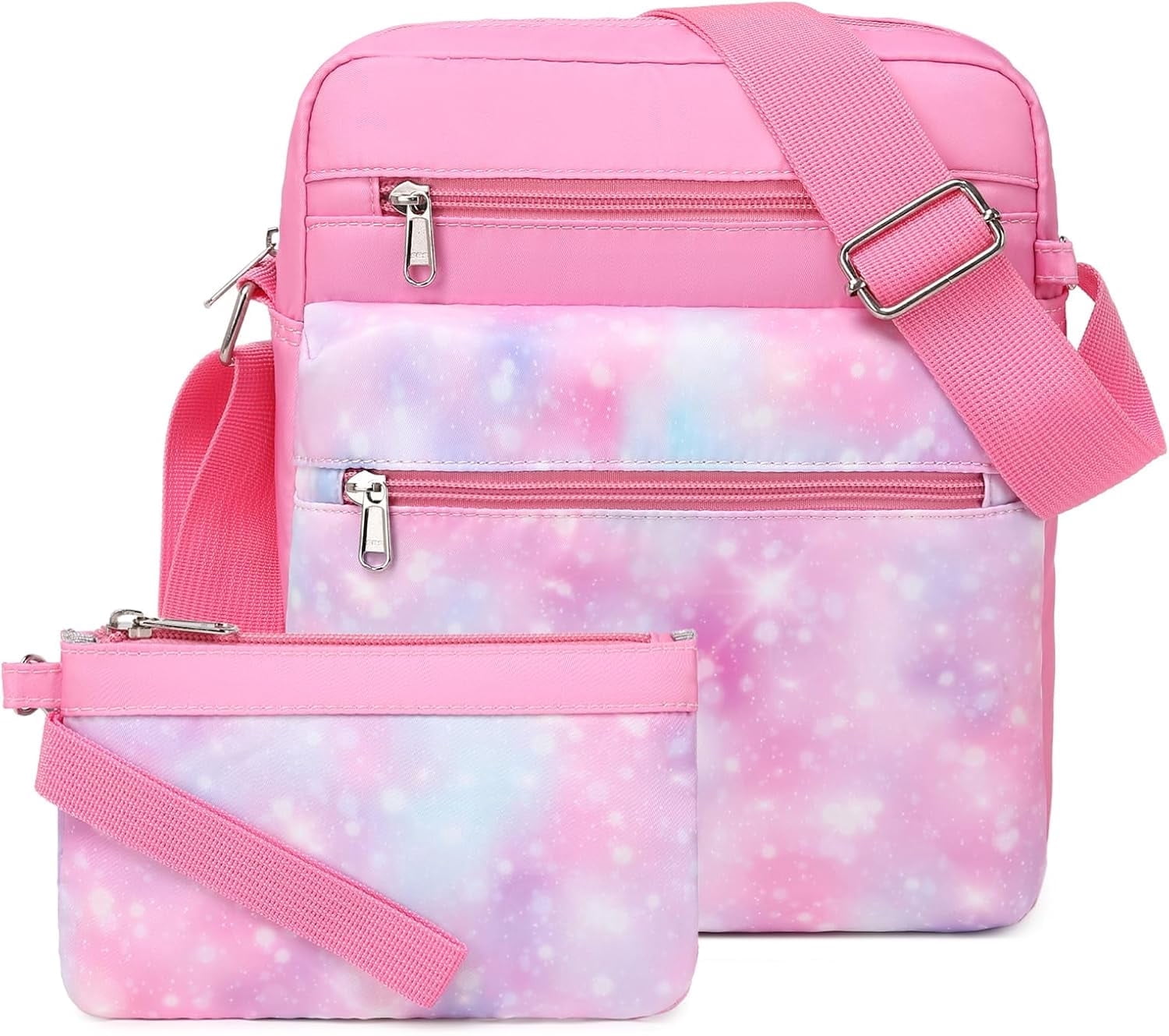Mygreen Women's crossbody bags suitable for women of all ages（Pink Galaxy）