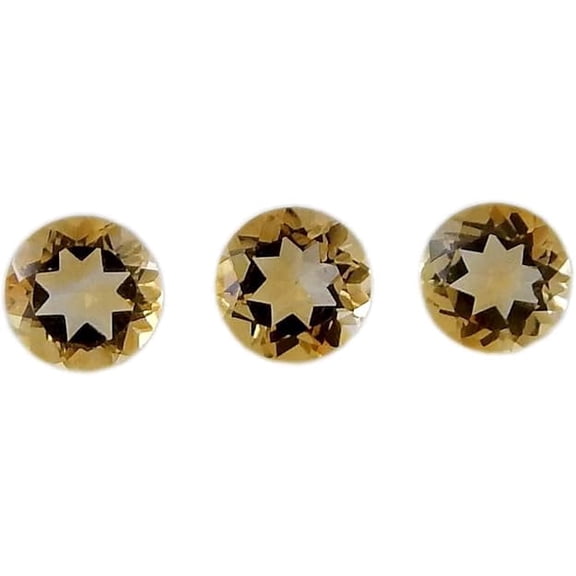 Myhealingworld Natural Citrine 5mm round faceted brilliant cut AAA quality loose calibrated gemstones for jewelry making (BOX 5 - (Citrine Round 5MM = 3 Stone)