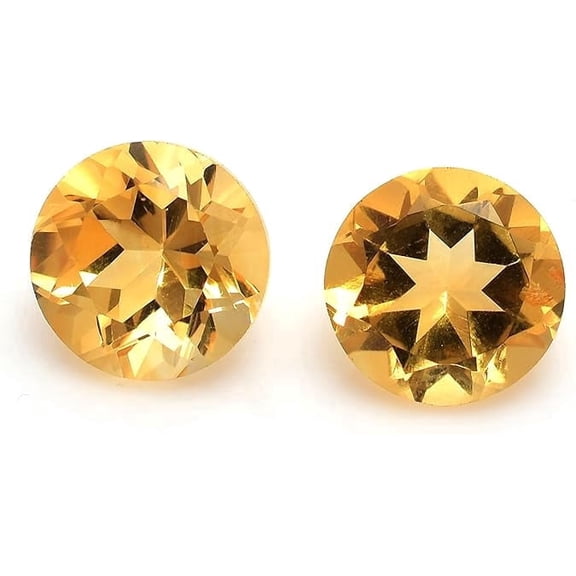 Myhealingworld Natural Citrine 7mm round faceted brilliant cut AAA quality loose calibrated gemstones for jewelry making (BOX 7 - (Round 7 MM = 2 Stone)