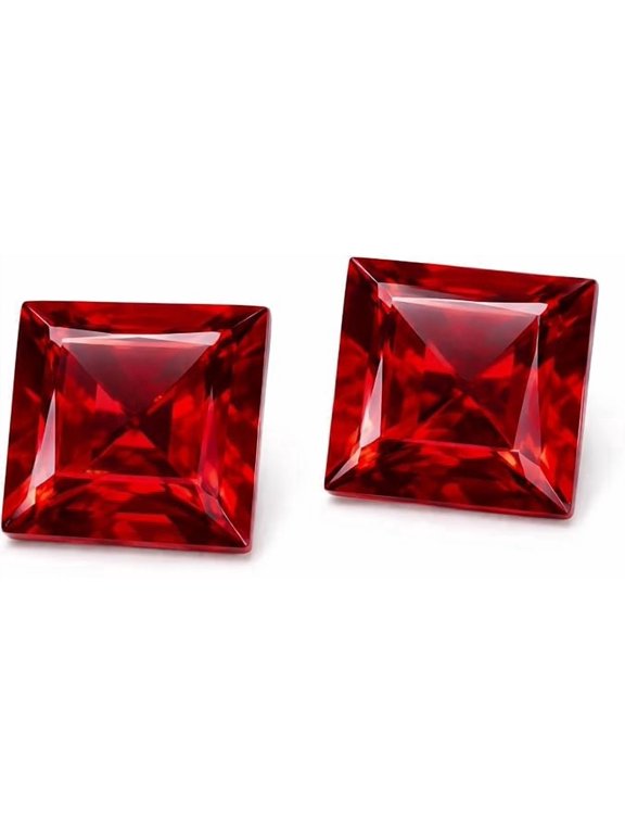 Natural Garnet 7mm square faceted brilliant cut AAA quality loose calibrated gemstones for jewelry making square 7mm - 2 Stone